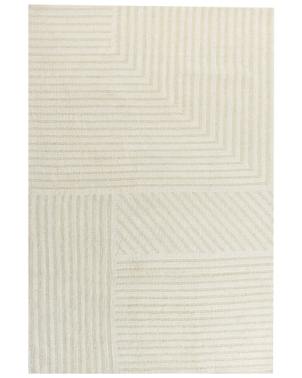 Area Rug Beige Wool 200 x 300 cm Striped Pattern Solid Colour Modern Minimalistic Living Room Rug Beliani