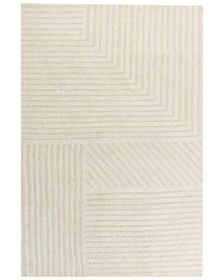Area Rug Beige Wool 200 x 300 cm Striped Pattern Solid Colour Modern Minimalistic Living Room Rug Beliani