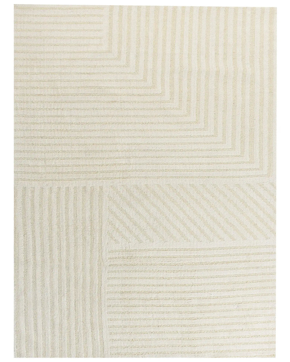 Area Rug Beige Wool 300 x 400 cm Striped Pattern Solid Colour Modern Minimalistic Living Room Rug Beliani