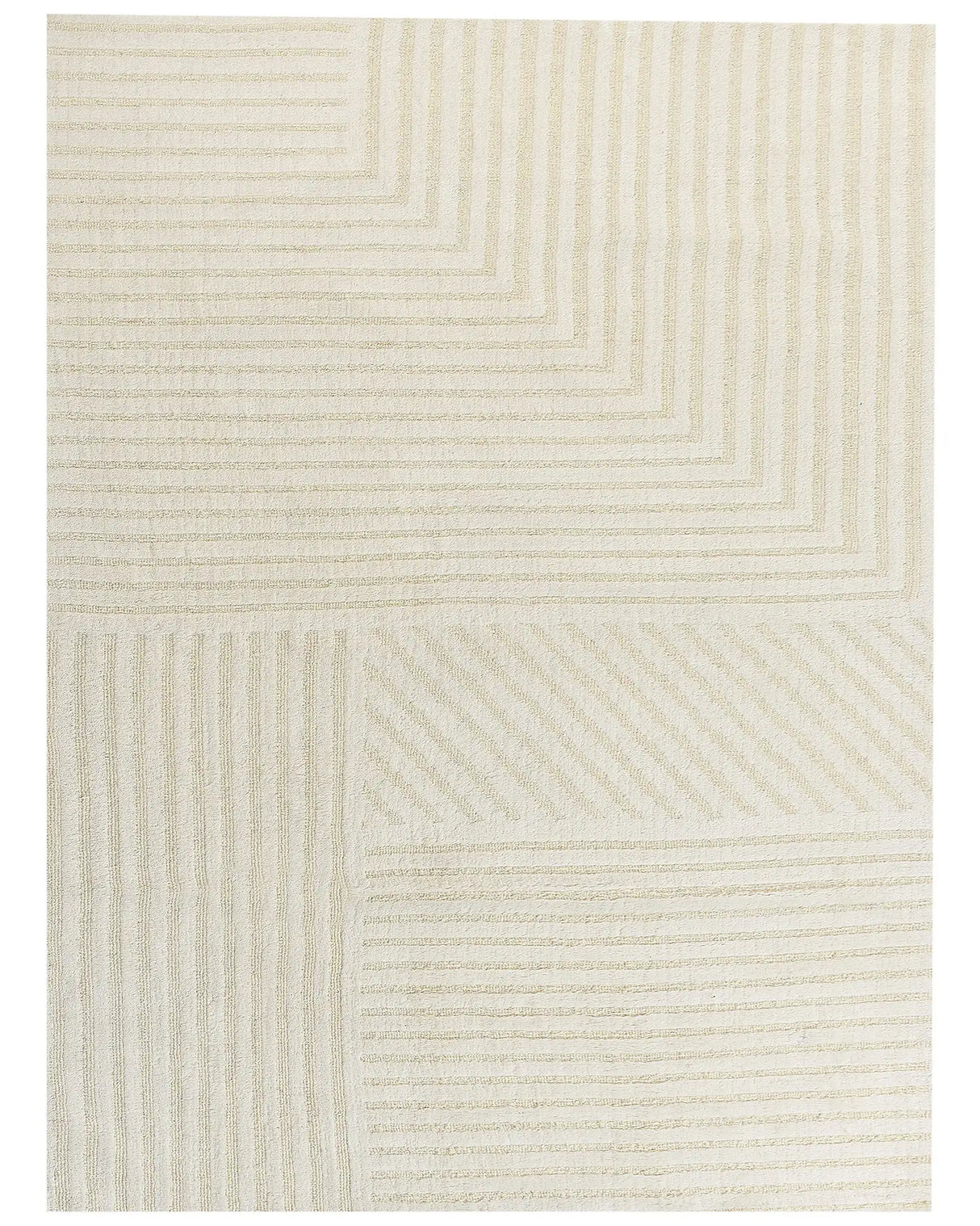 Area Rug Beige Wool 300 x 400 cm Striped Pattern Solid Colour Modern Minimalistic Living Room Rug Beliani