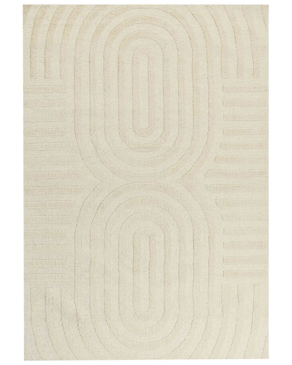 Area Rug Beige Wool 160 x 230 cm Geometric Pattern Solid Colour Modern Minimalistic Living Room Rug Beliani