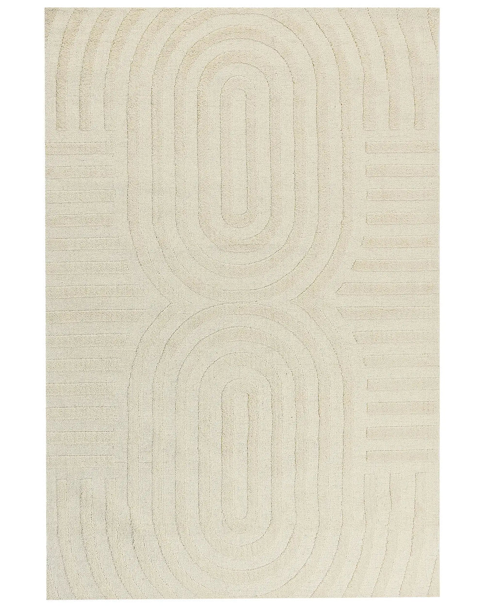 Area Rug Beige Wool 200 x 300 cm Geometric Pattern Solid Colour Modern Minimalistic Living Room Rug Beliani