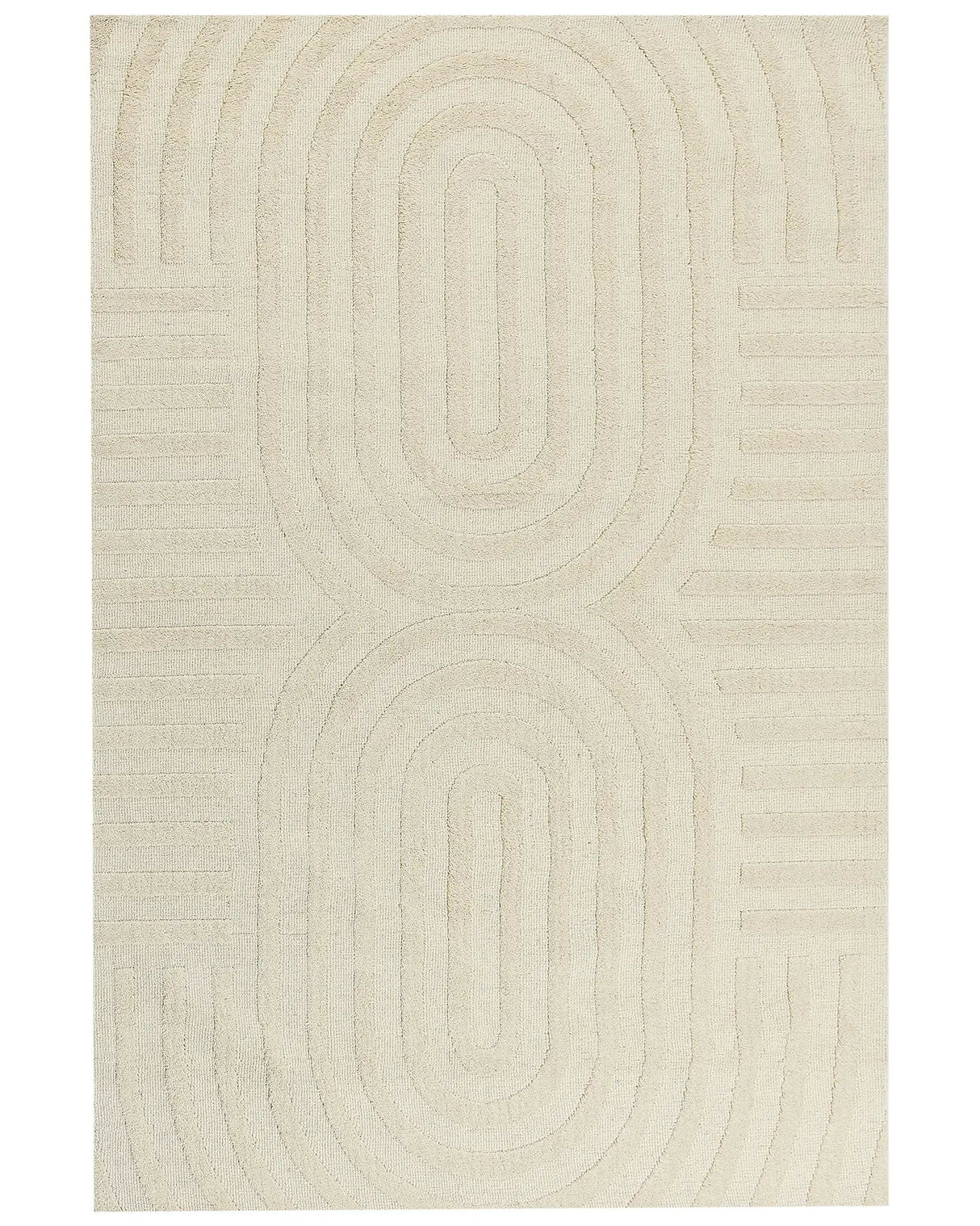 Area Rug Beige Wool 200 x 300 cm Geometric Pattern Solid Colour Modern Minimalistic Living Room Rug Beliani
