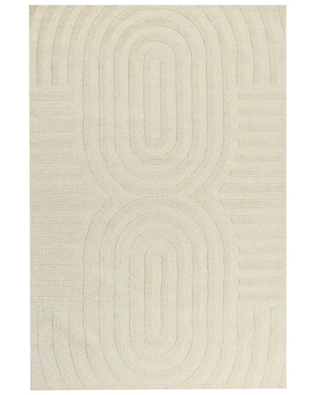 Area Rug Beige Wool 200 x 300 cm Geometric Pattern Solid Colour Modern Minimalistic Living Room Rug Beliani