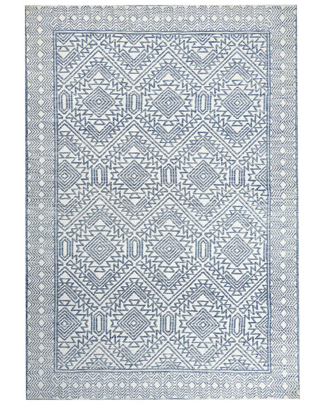 Area Rug Blue and White Polyester 160 x 230 cm Geometric Pattern Solid Colour Modern Minimalistic Living Room Rug Beliani