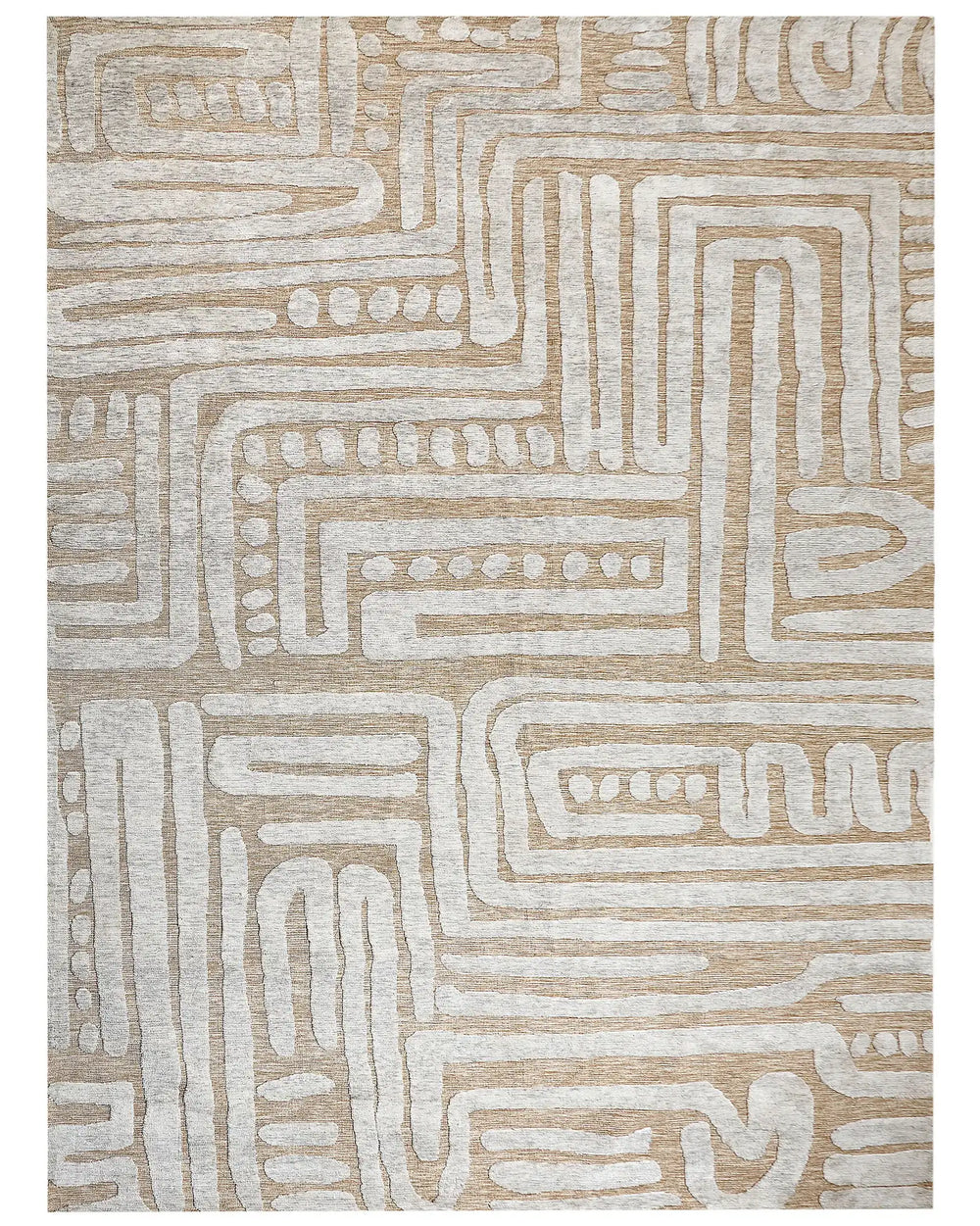 Area Rug Beige Polyester 300 x 400 cm Geometric Pattern Solid Colour Modern Minimalistic Living Room Rug Beliani