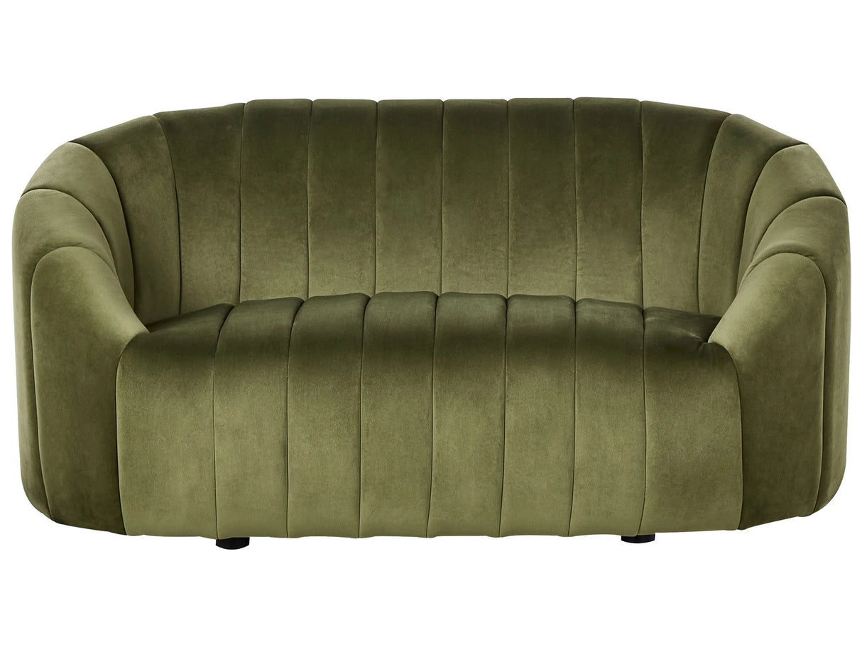 2 Seater Sofa Dark Green Velvet Contemporary Retro Design Tufted Seat Low Back Beliani