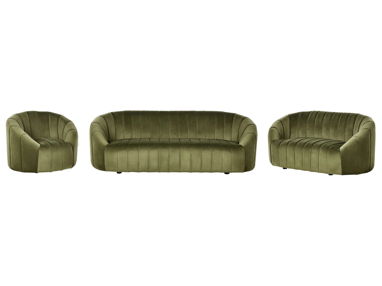 6 Seater Sofa Set Dark Green Velvet Contemporary Living Room Seating Retro Design Tufted Seat Low Back Beliani