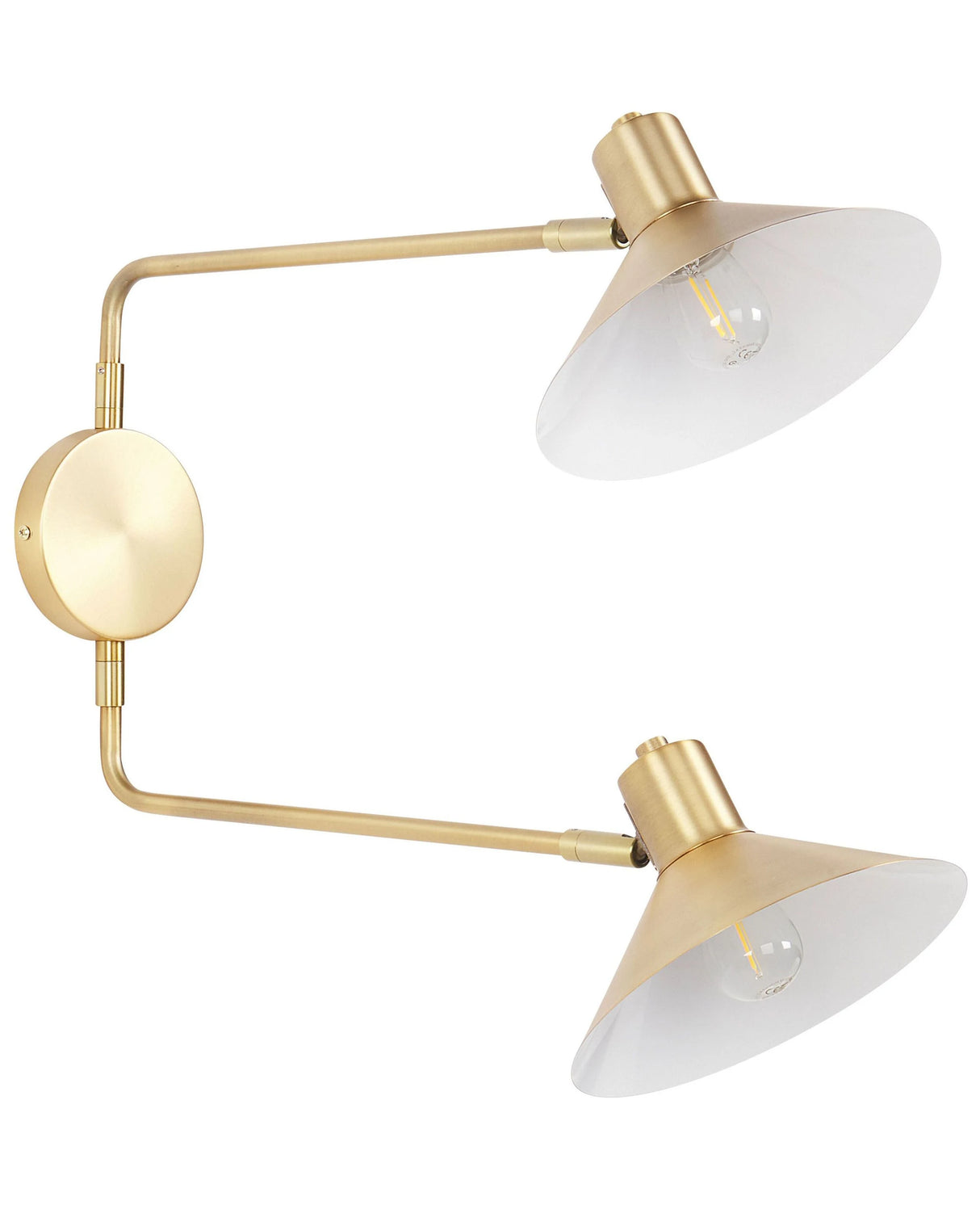 Wall Lamp Gold Steel 2 Lights Lighting Drum Shades Adjustable with Gold Elements Modern Industrial Living Room Bedroom Beliani