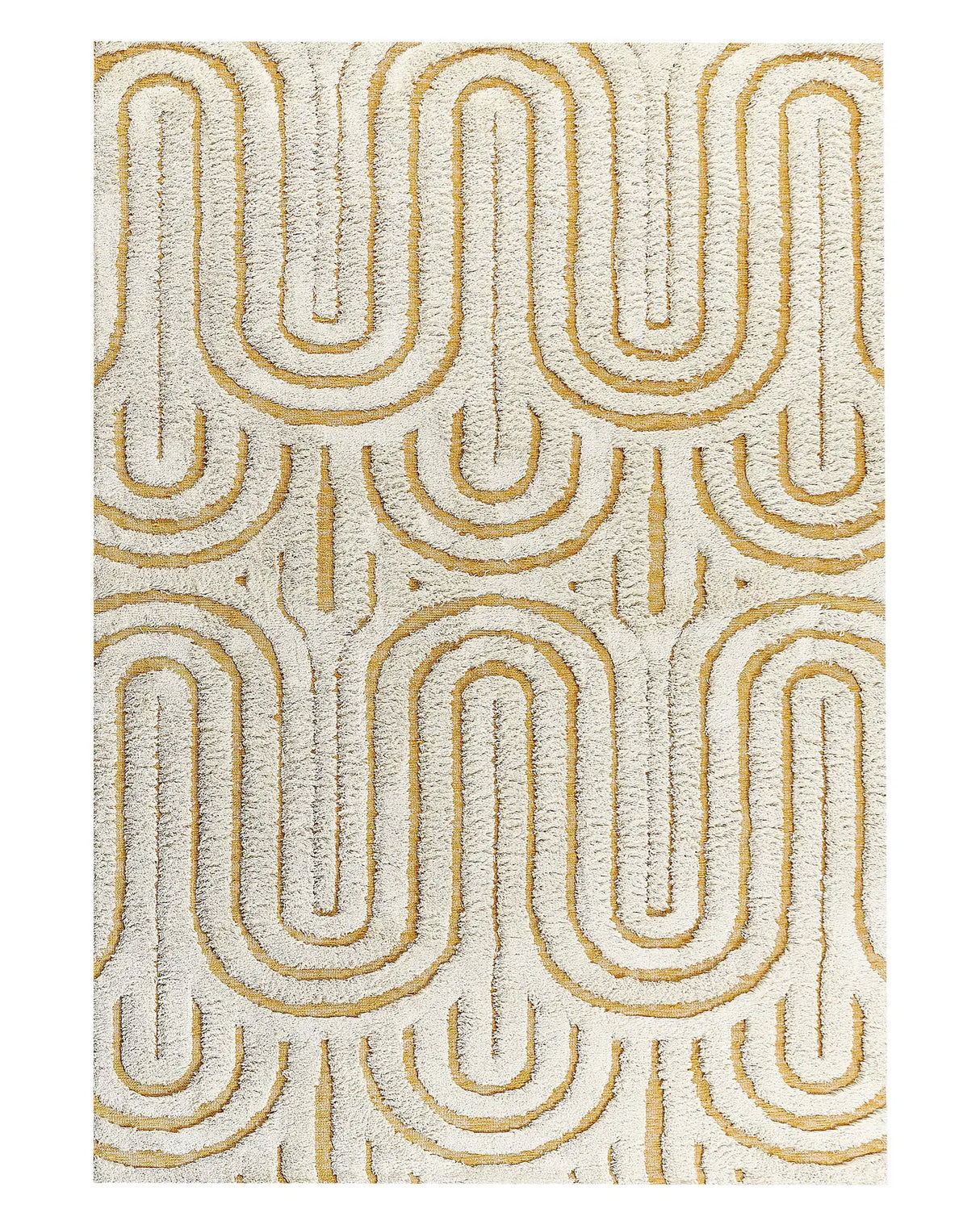 Area Rug Off-White and Yellow Cotton 160 x 230 cm Abstract Pattern Motif Living Room Bedroom Modern Design Beliani