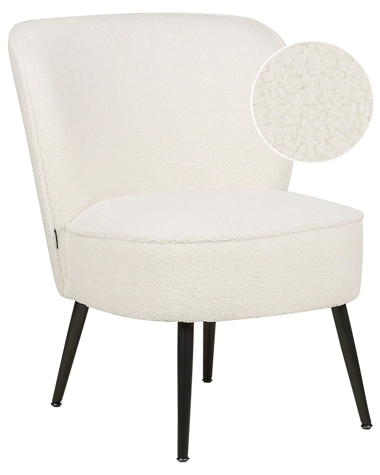 Armchair White Boucle Fabric Armless Accent Chair Armless Metal Legs Modern Design Living Room Bedroom Beliani