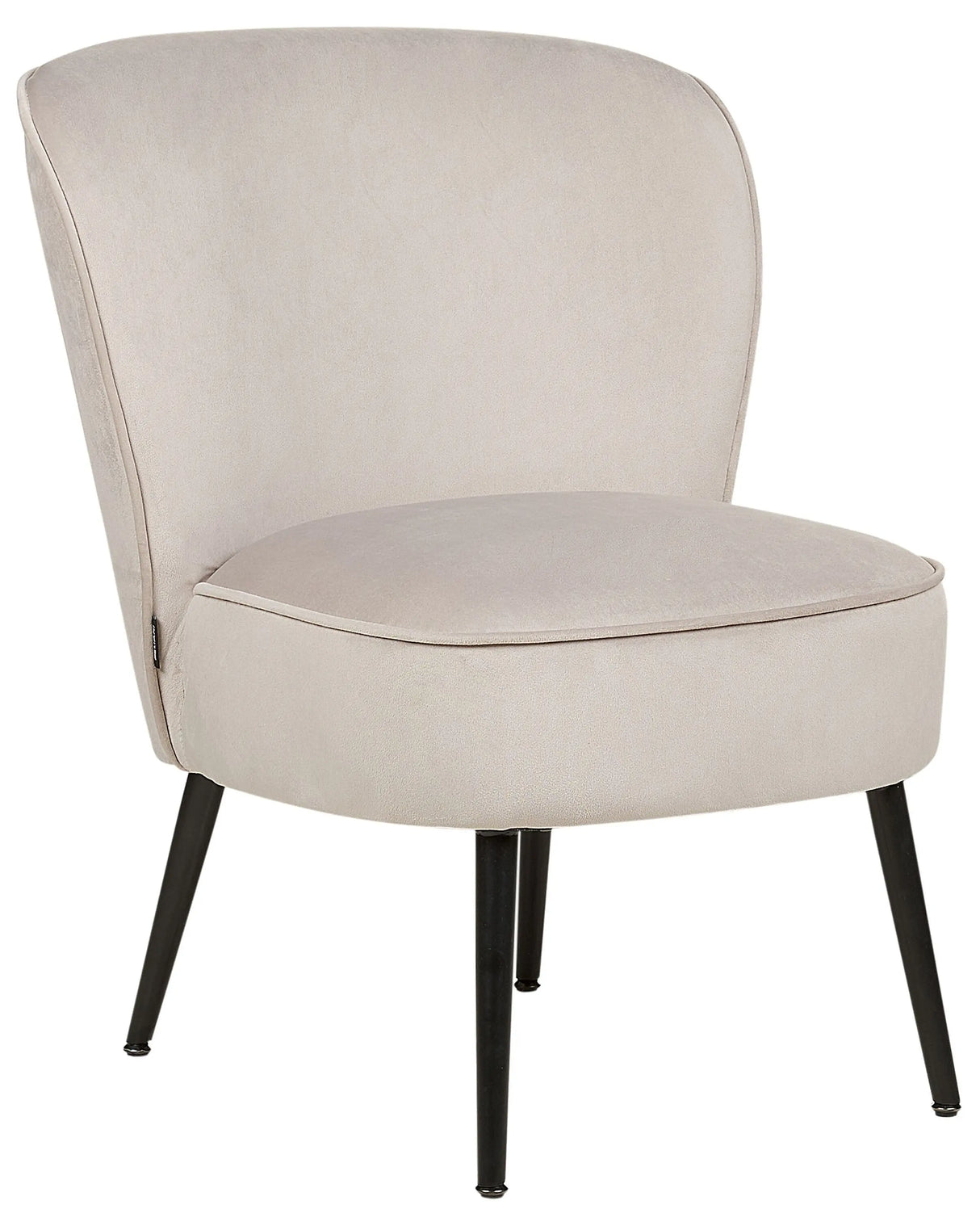 Armchair Taupe Velvet Fabric Armless Accent Chair Armless Metal Legs Modern Design Living Room Bedroom Beliani