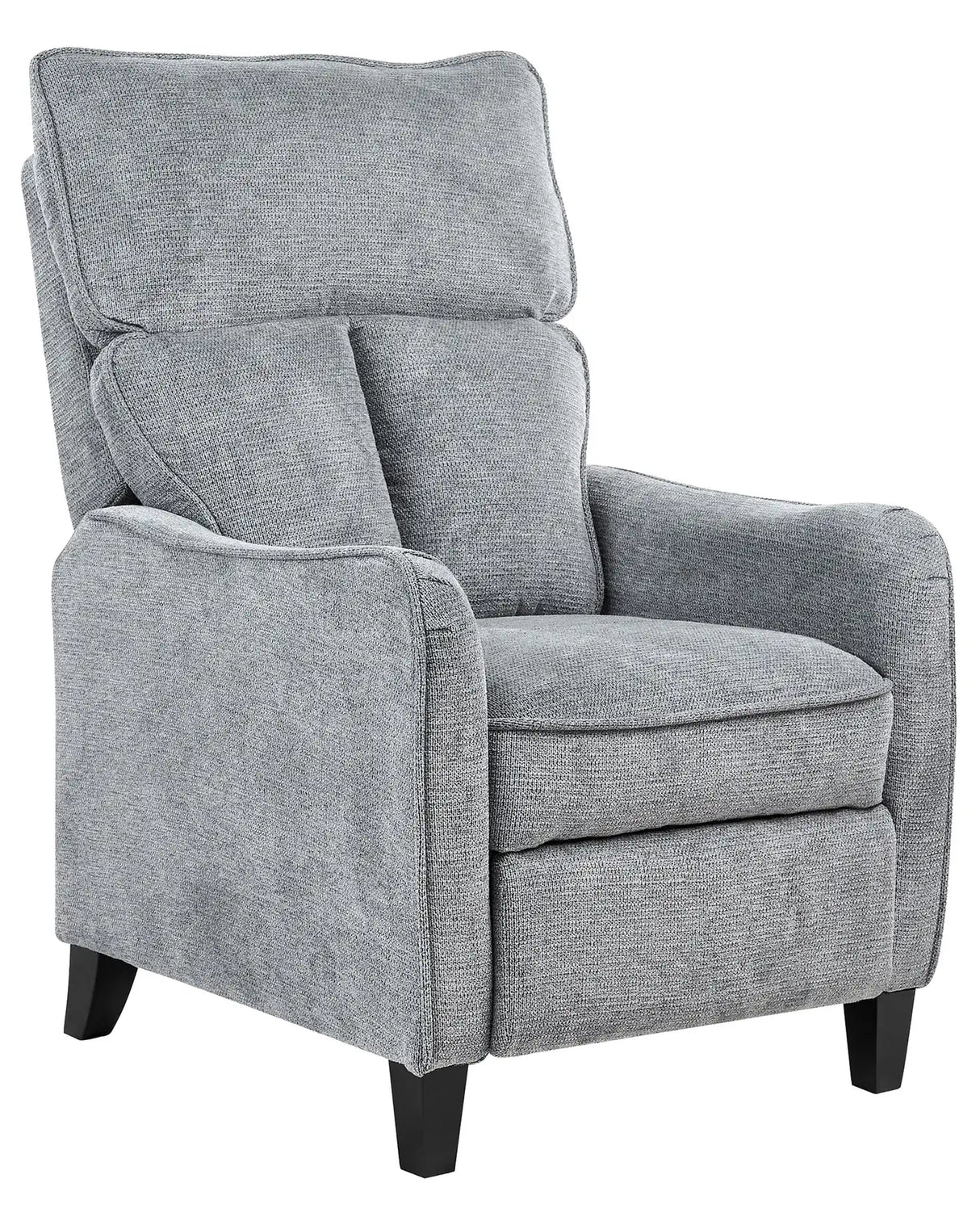 Reclining Armchair Grey Fabric Adjustable Back Pull-Out Footstool High Back Vintage Style Beliani