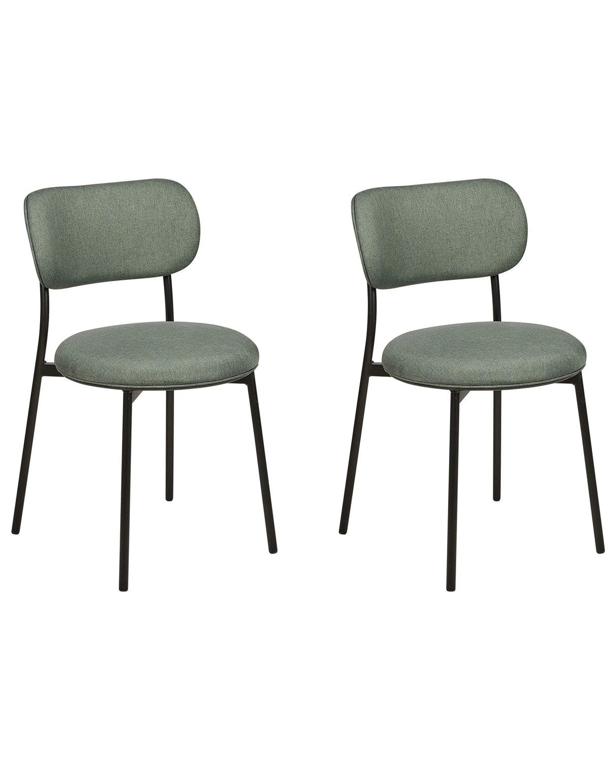 Set of 2 Dining Chairs Green Polyester Seats Armless Metal Legs for Dining Room Kitchen Beliani