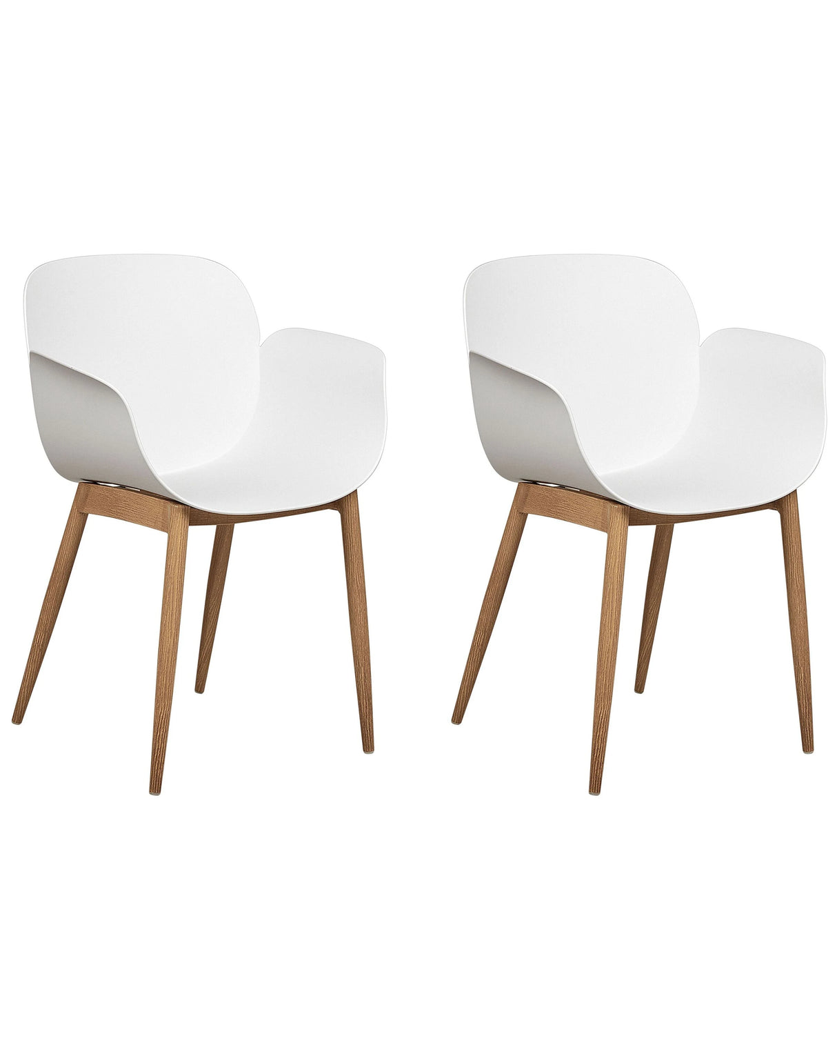 Set of 2 Dining Chairs White Plastic Seats Metal Legs for Dining Room Kitchen Beliani