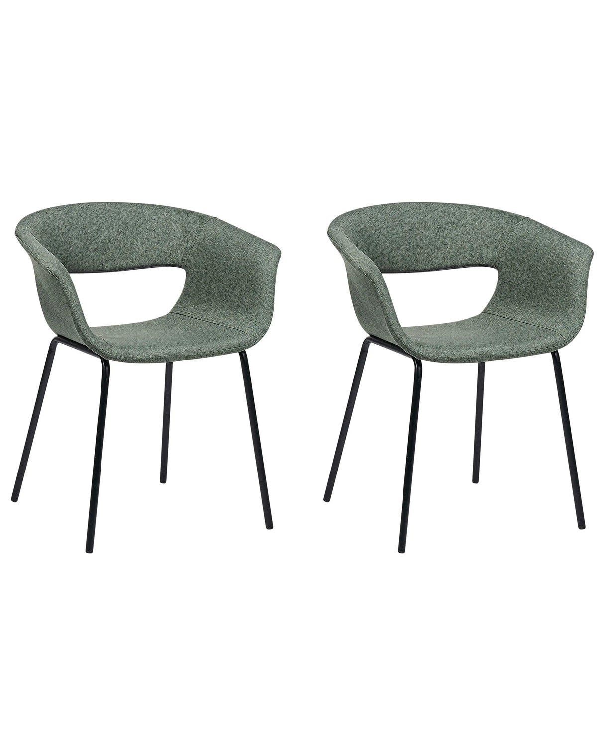 Set of 2 Dining Chairs Dark Green Polyester Seats Metal Legs for Dining Room Kitchen Beliani