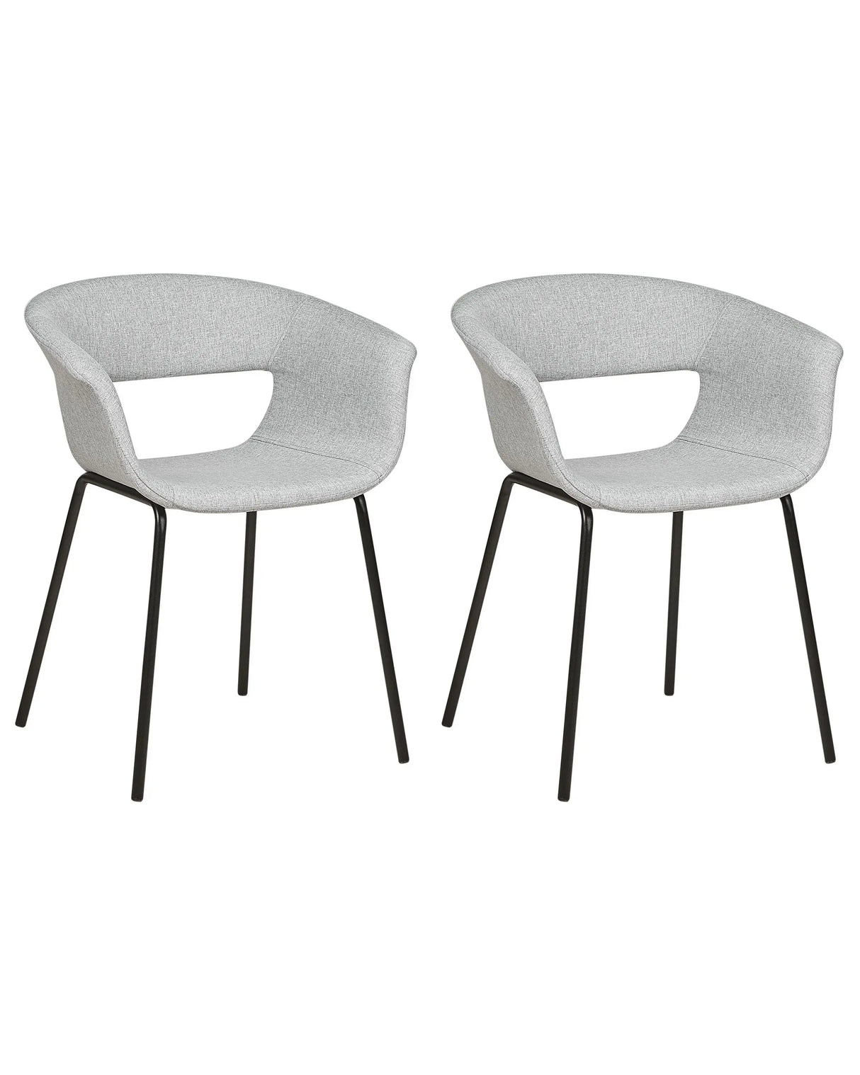 Set of 2 Dining Chairs Grey Polyester Seats Metal Legs for Dining Room Kitchen Beliani