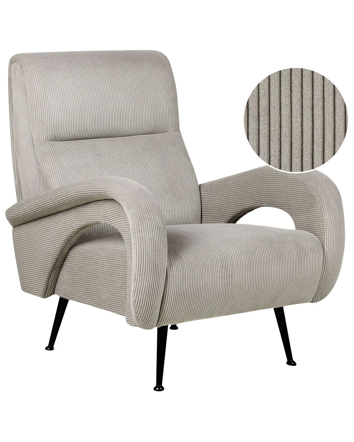 Armchair Grey Jumbo Cord Corduroy Upholstered Retro Style Beliani