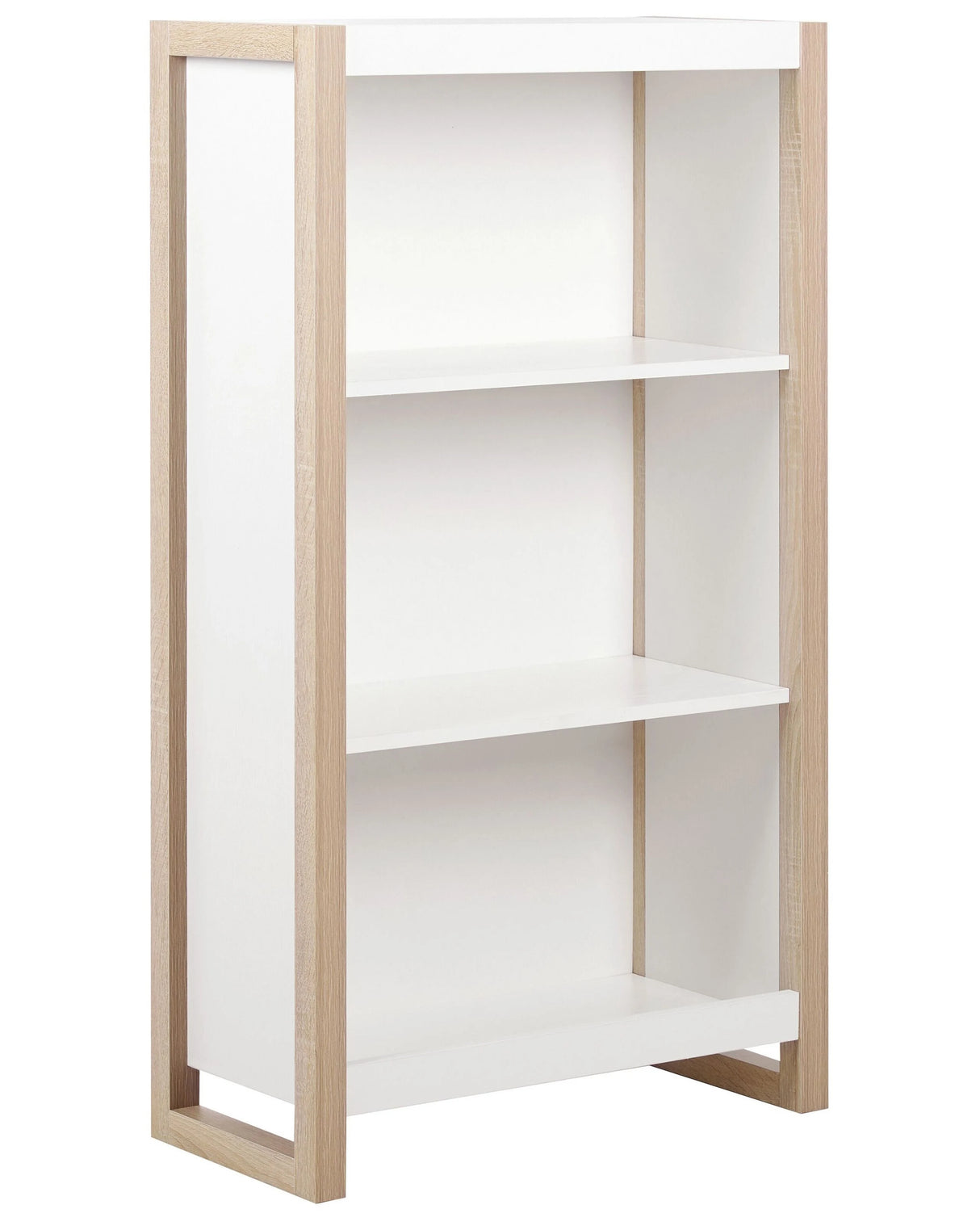 Bookcase Light Wood White Engineered Wood 3-Tier for Documents Modern Scandinavian Office Beliani