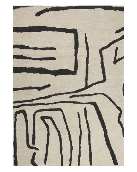 Area Rug Light Beige Black Polyester 160 x 230 cm Geometric Abstract Pattern Solid Colour Modern Minimalistic Living Room Rug Beliani