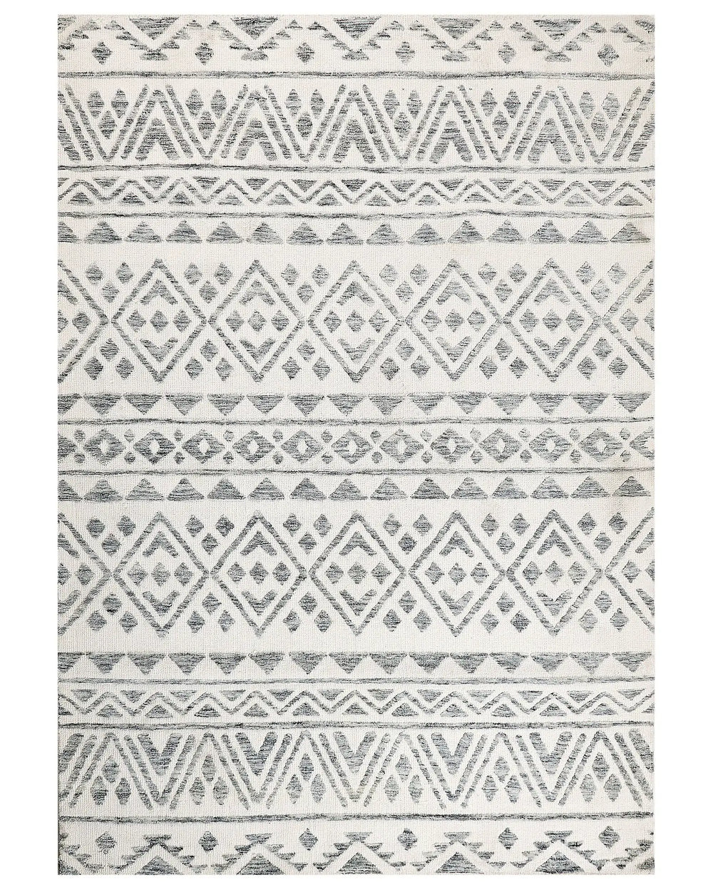 Area Rug Off-White Grey Polyester 160 x 230 cm Geometric Pattern Solid Colour Modern Minimalistic Living Room Rug Beliani
