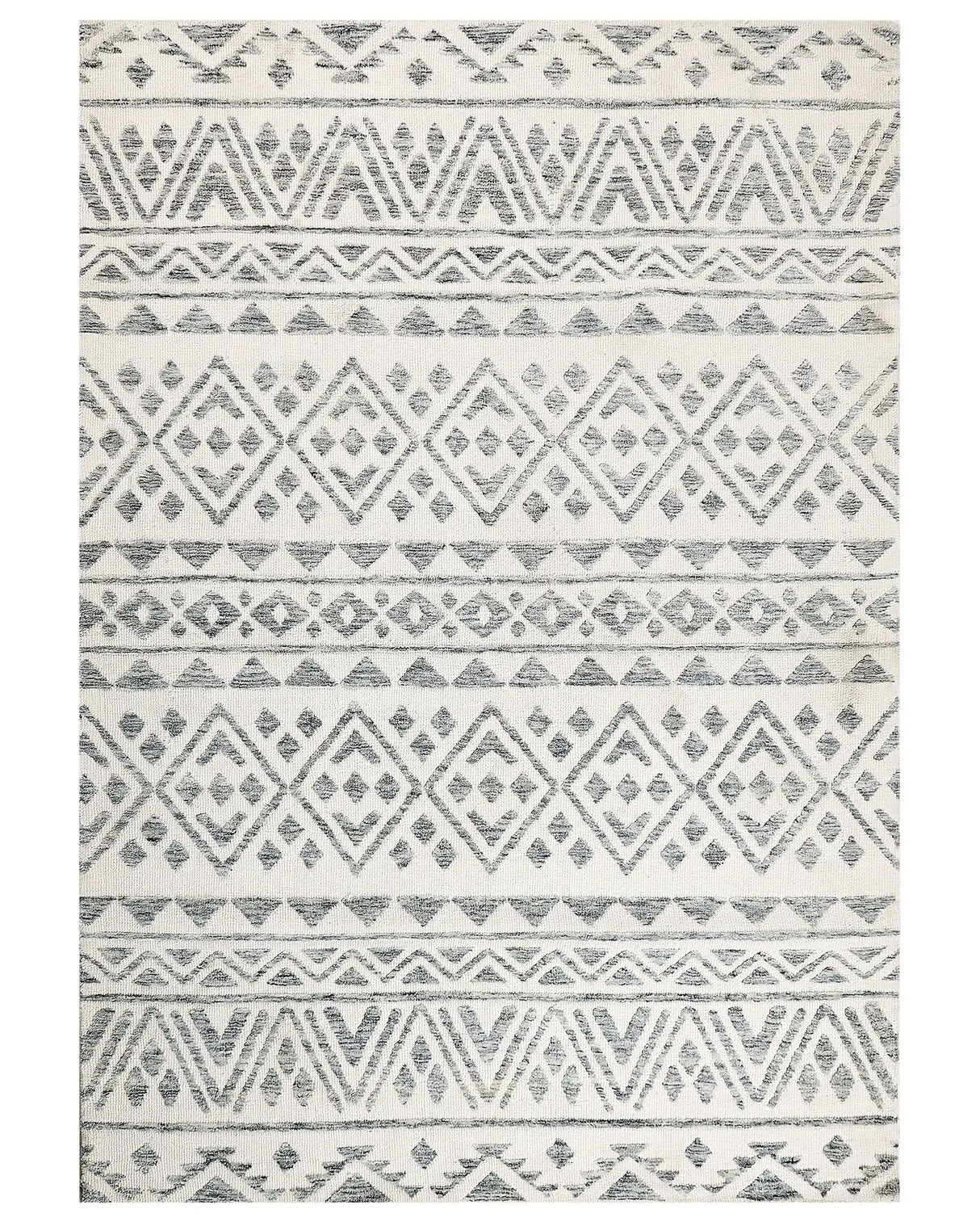 Area Rug Off-White Grey Polyester 160 x 230 cm Geometric Pattern Solid Colour Modern Minimalistic Living Room Rug Beliani