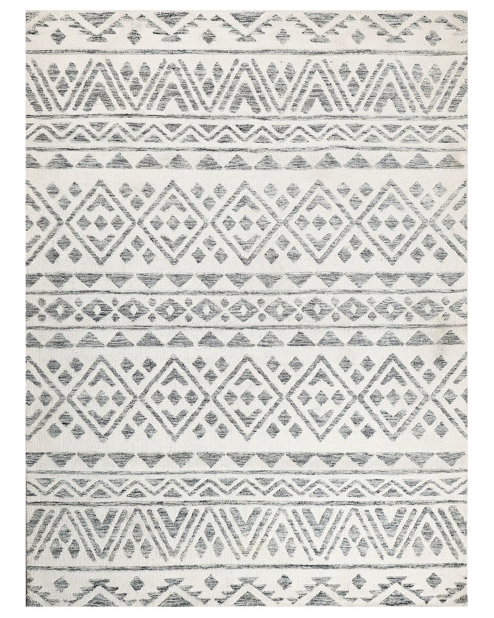 Area Rug Off-White Grey Polyester 300 x 400 cm Geometric Pattern Solid Colour Modern Minimalistic Living Room Rug Beliani