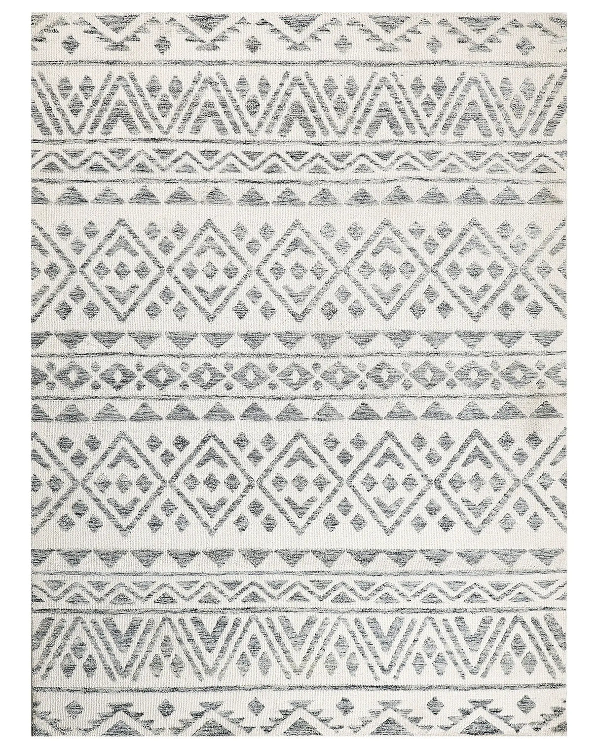 Area Rug Off-White Grey Polyester 300 x 400 cm Geometric Pattern Solid Colour Modern Minimalistic Living Room Rug Beliani
