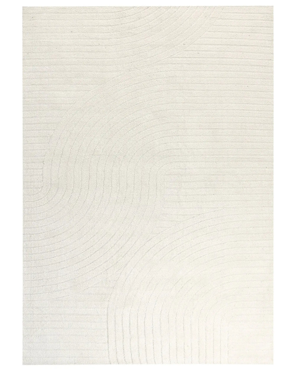 Area Rug Beige Wool 200 x 300 cm Abstract Pattern Motif Carved Living Room Bedroom Modern Minimalist Design Beliani