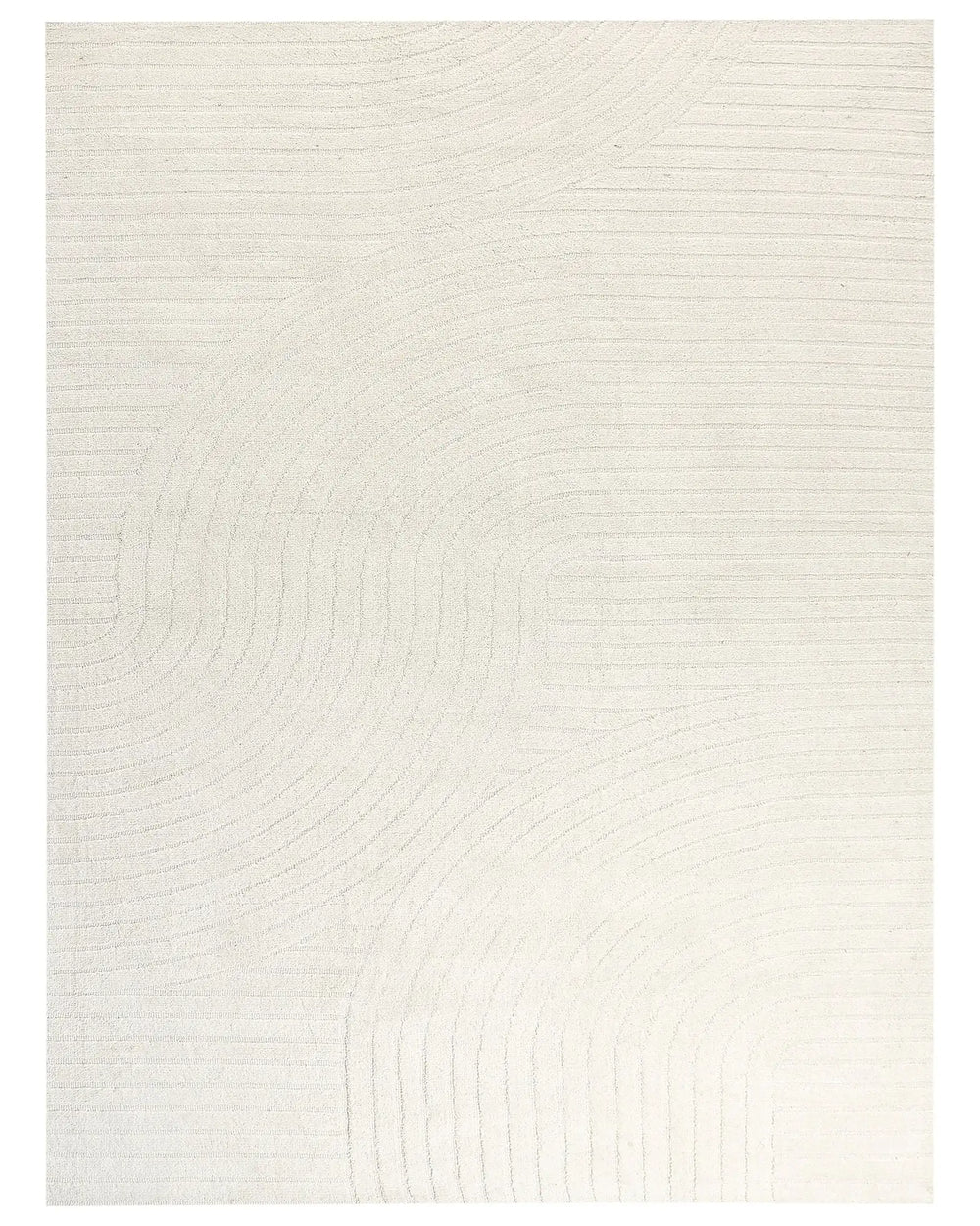Area Rug Beige Wool 300 x 400 cm Abstract Pattern Motif Carved Living Room Bedroom Modern Minimalist Design Beliani