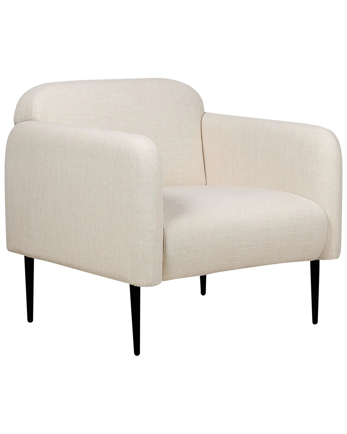 Armchair Beige and Black Linen Fabric Metal Legs 83 x 74 x 77 cm Tub Chair Upholstered Soft Retro Art Decor Style Living Room Beliani