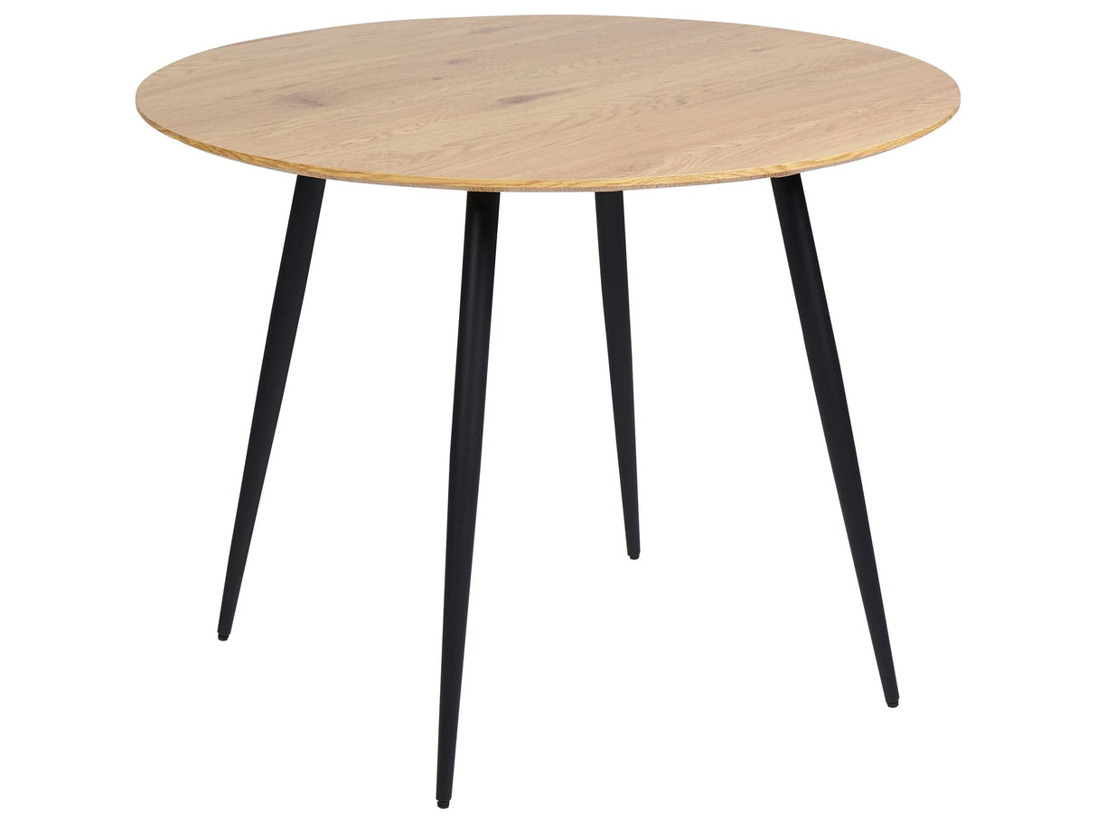 Round Dining Table Light MDF Tabletop Metal Steel Base Legs 100 cm 4 Seater Kitchen Furniture Beliani