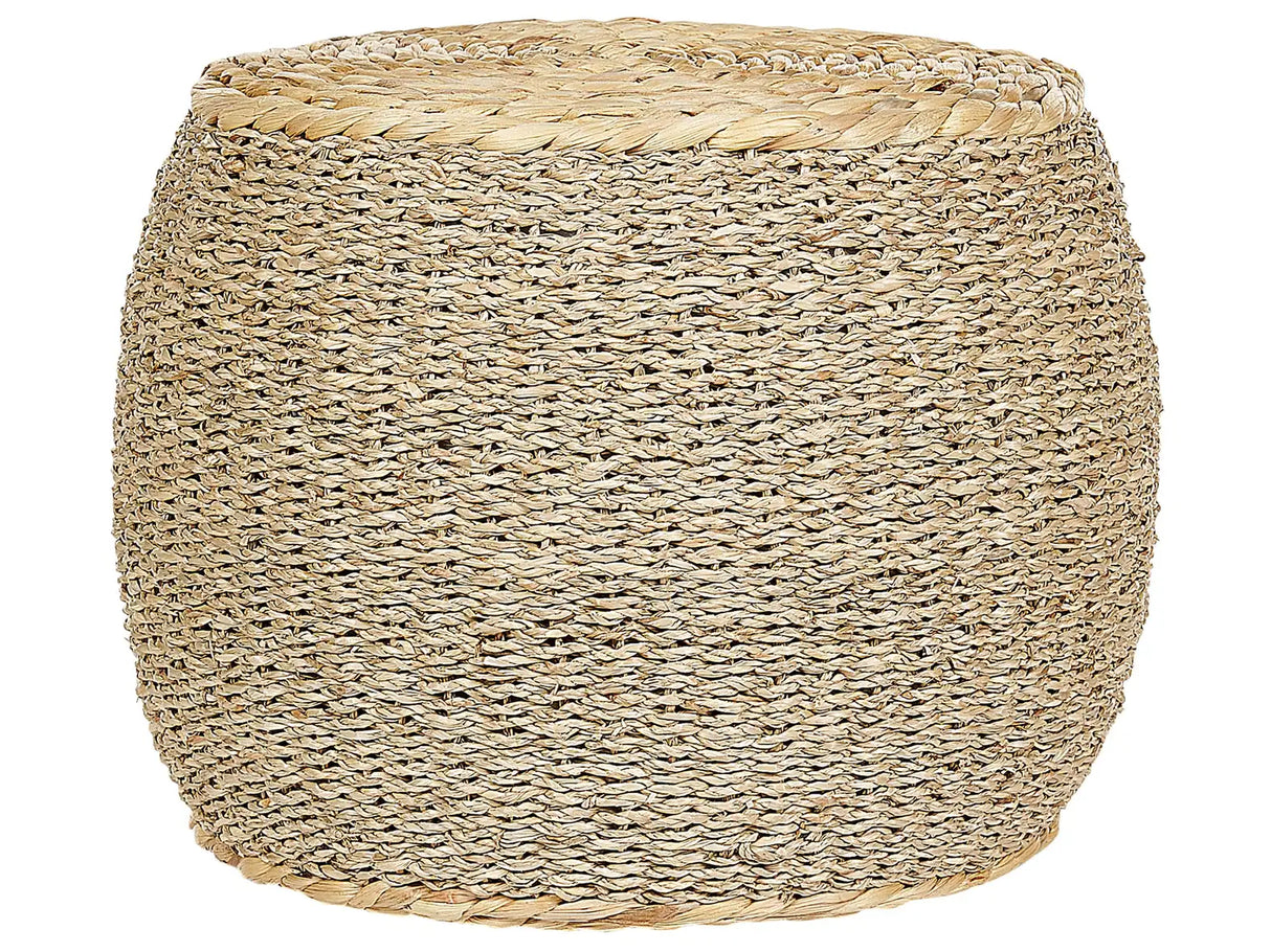 Pouffe Light Seagrass Water Hyacinth 40 cm Styrofoam Filling Stool Boho Style Beliani
