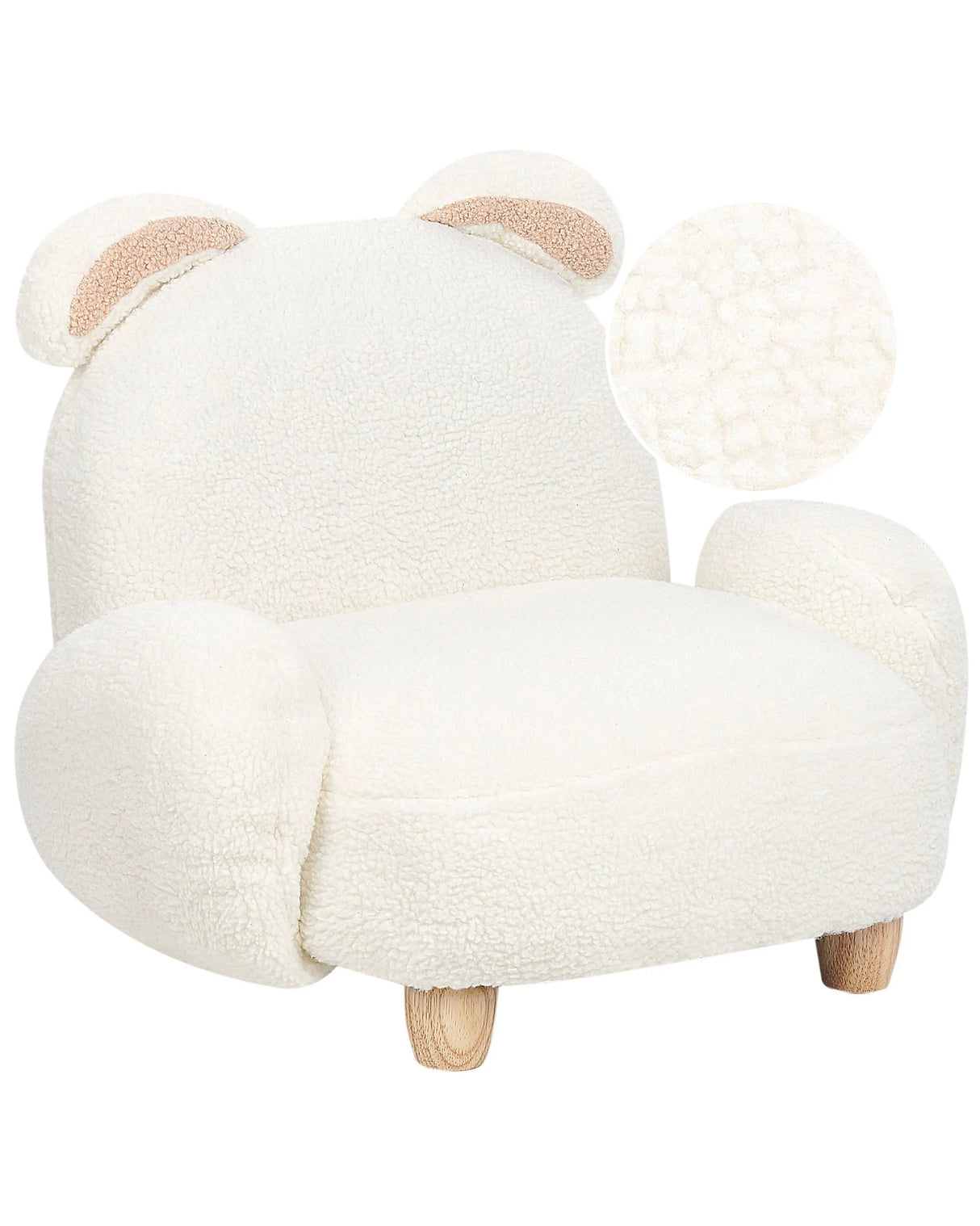Animal Armchair White Polyester Upholstery Nursery Furniture Seat for Children Modern Design Rabbit Shape Beliani