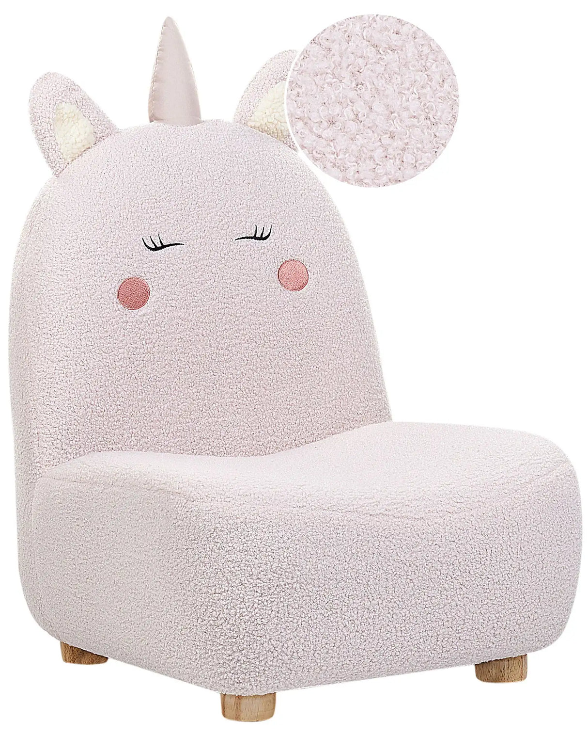 Animal Chair Pink Polyester Upholstery Armless Nursery Furniture Seat for Children Modern Design Unicorn Shape Beliani