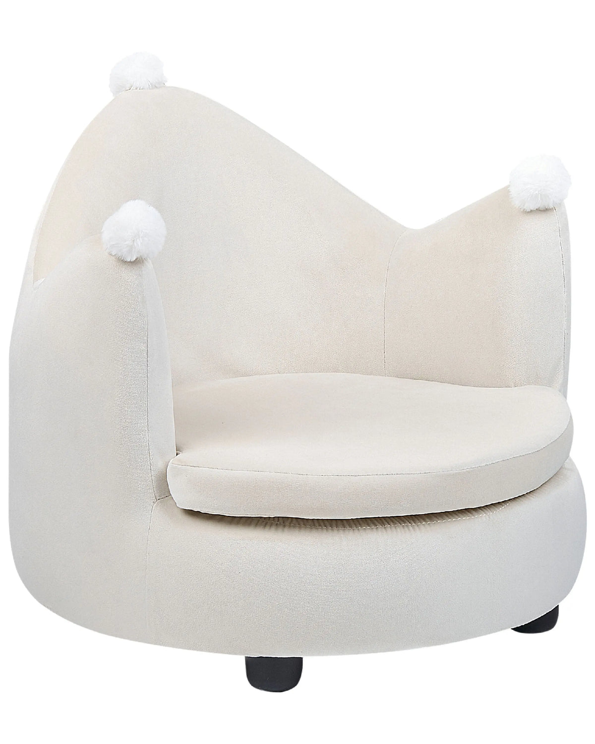Chair Beige Velvet Upholstery with Armrests Nursery Furniture Seat for Children Modern Design Crown Shape Beliani