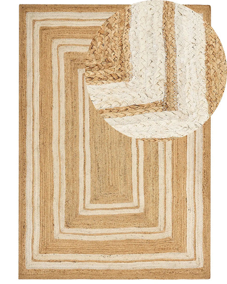 Area Rug Beige Jute 160 x 230 cm Braided Handmade Natural Boho Style Textile Beliani