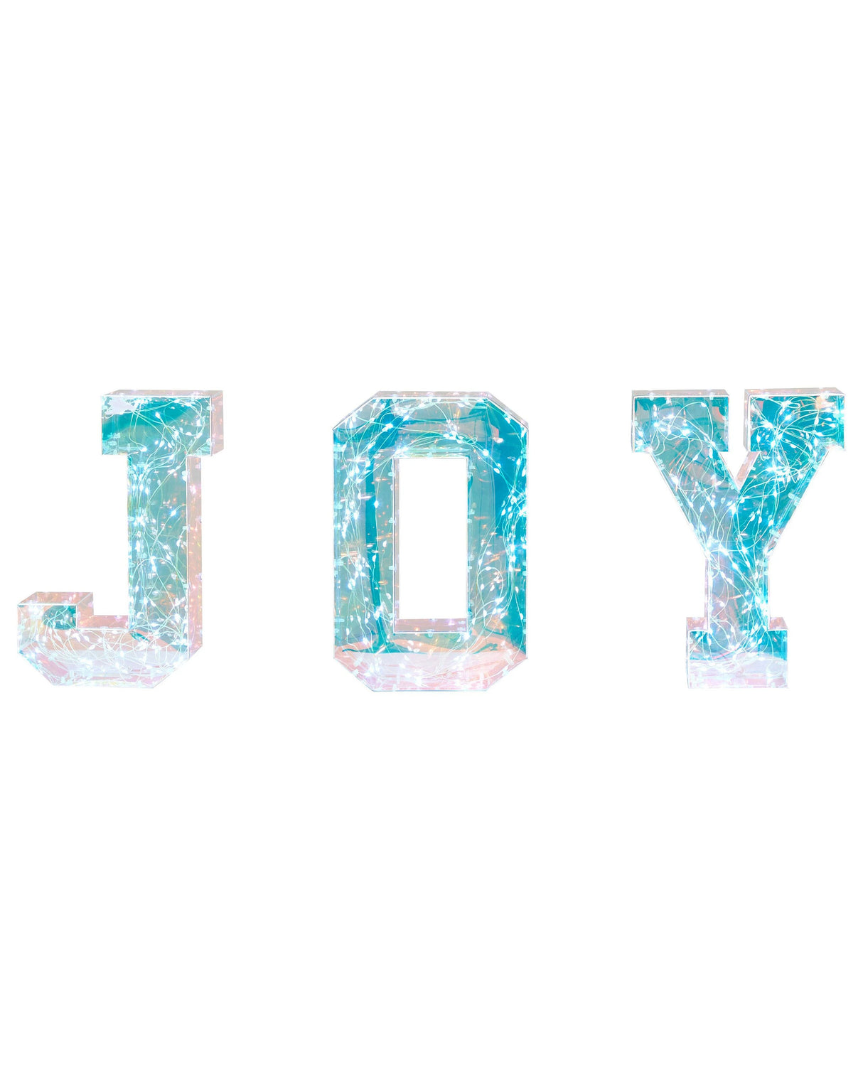 3 Piece LED Decoration Multicolour Iridescent Letter Lights Joy Lighted Signs USB Powdered Beliani