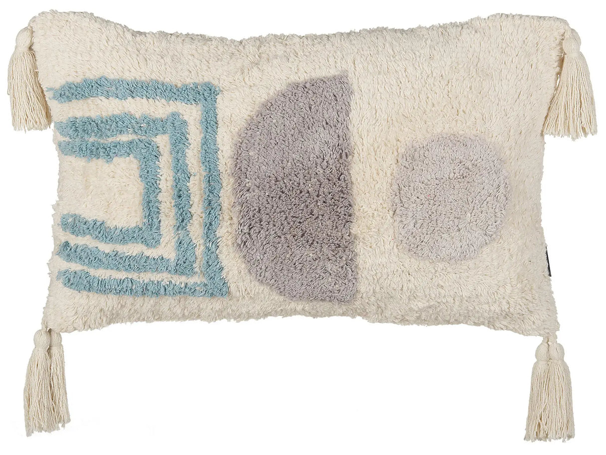 Tufted Scatter Cushion Multicolour Cotton 30 x 50 cm Boho Style with Tassels Decor Accessories Beliani