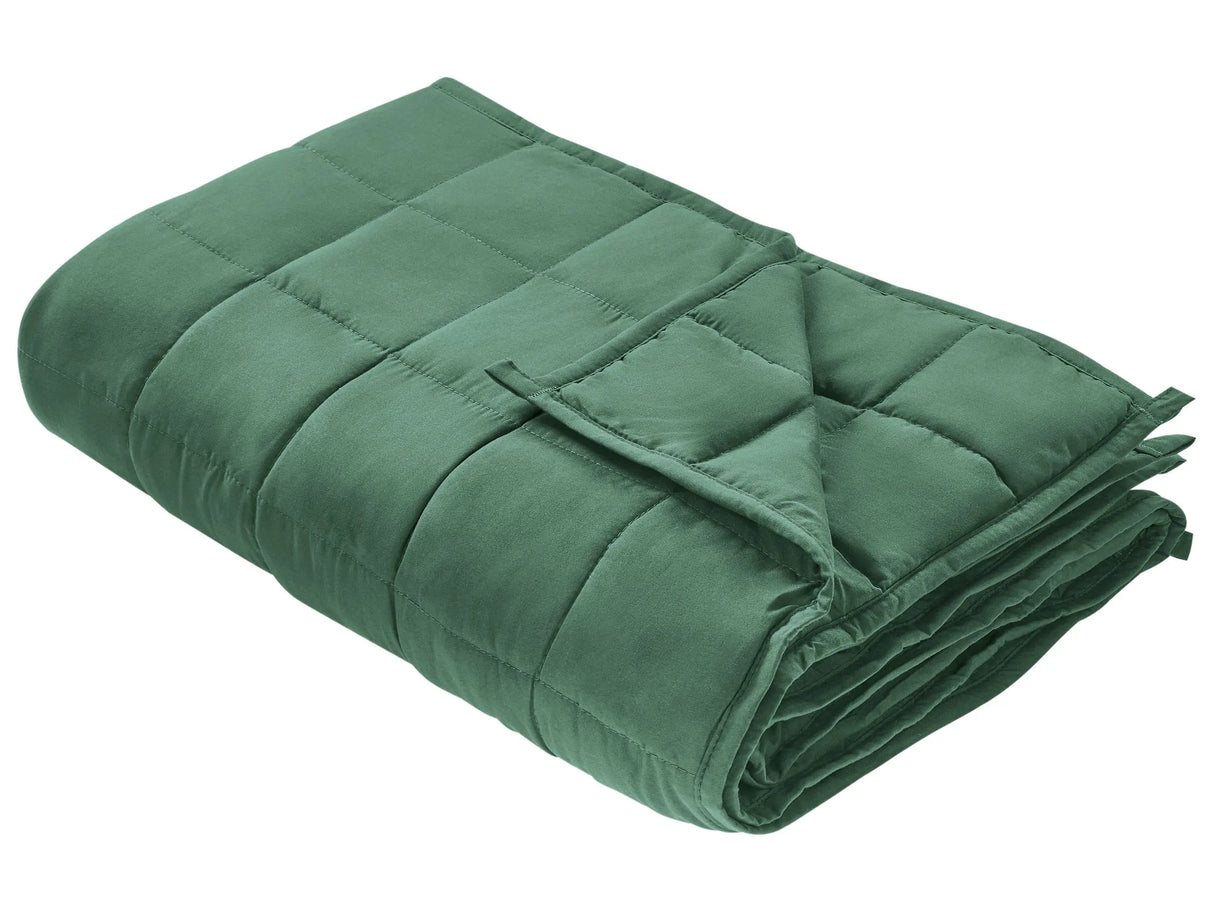 Weighted Blanket Green Polyester Fabric Glass Beads Filling Rectangular 120 x 180 cm 7kg 15.43lb Quilted Beliani