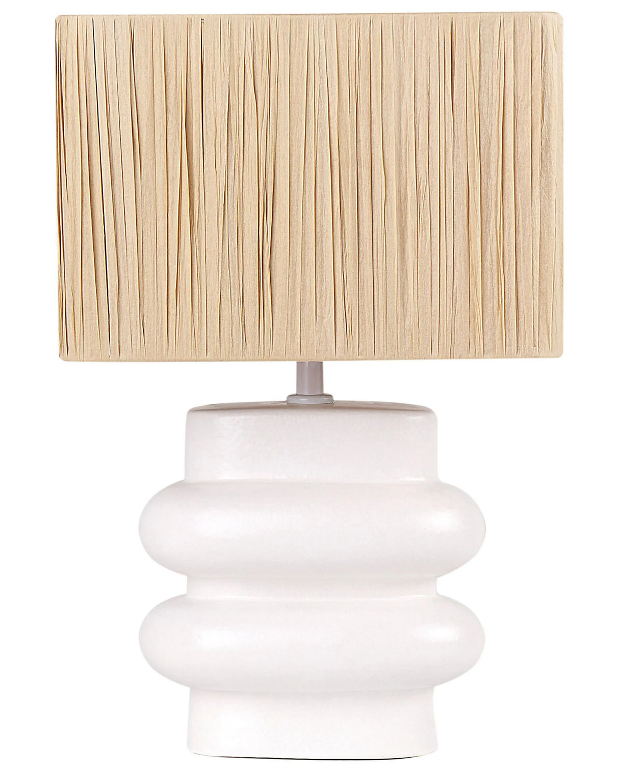 Table Lamp White and Natural Ceramic Paper Pulp Rectangular Shaped Shade Minimalistic Design Beliani