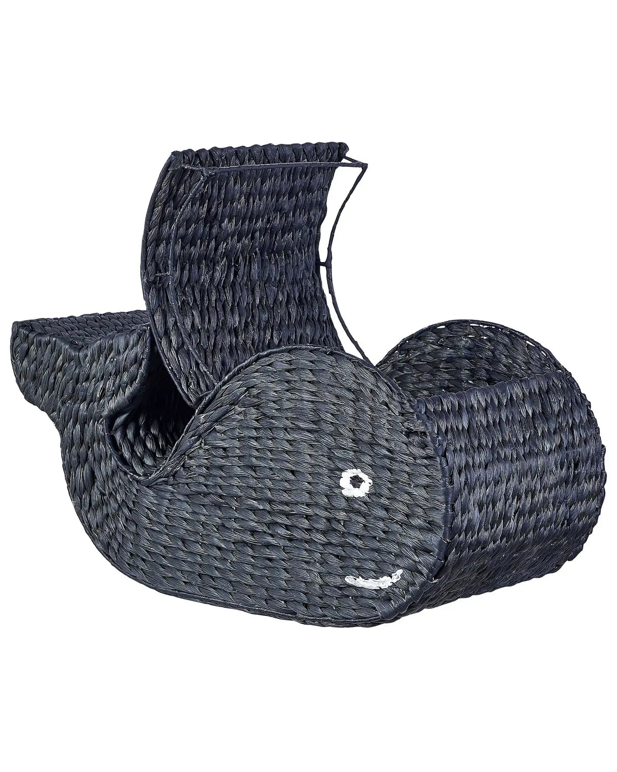 Wicker Basket Natural Black Water Hyacinth Woven Whale-Shaped with Lid Toy Hamper Child's Room Accessory Beliani