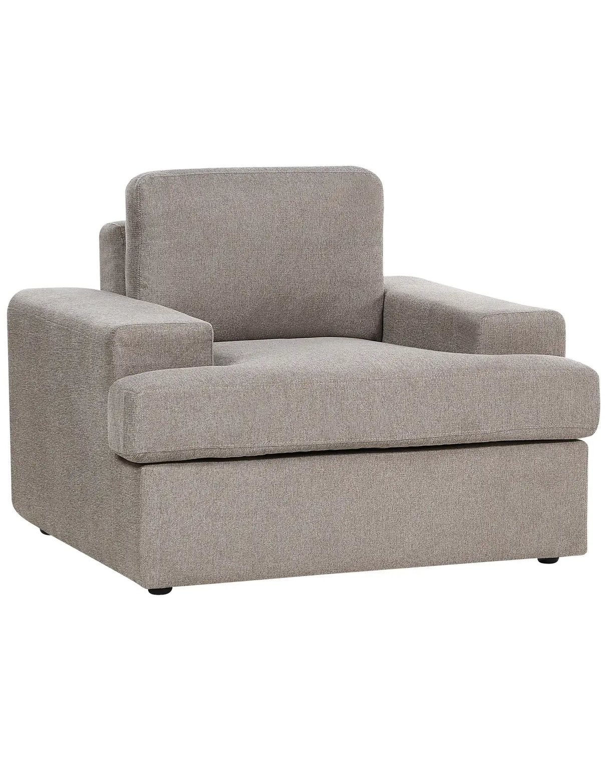 Armchair Taupe Fabric Upholstered Cushioned Thickly Padded Backrest Classic Living Room Couch Beliani