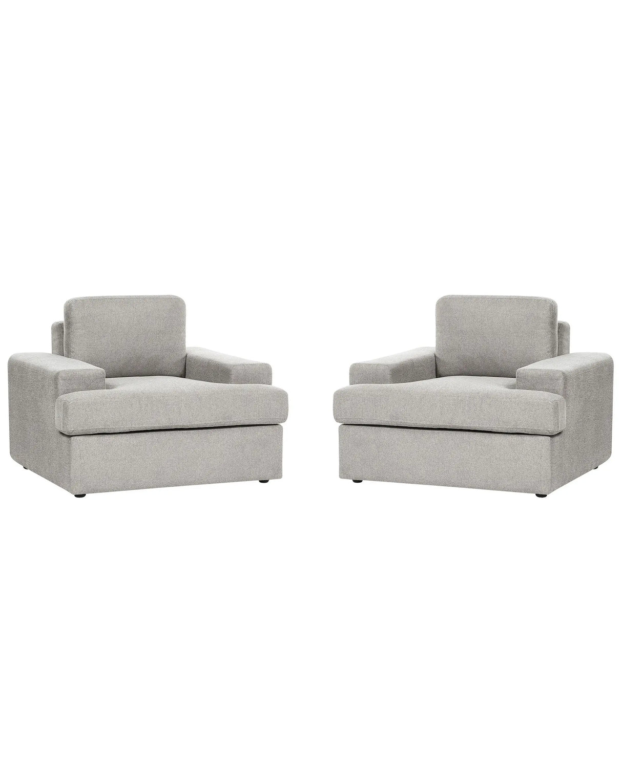 Set of 2 Armchairs Light Grey Fabric Upholstered Cushioned Thickly Padded Backrest Classic Living Room Couch Beliani