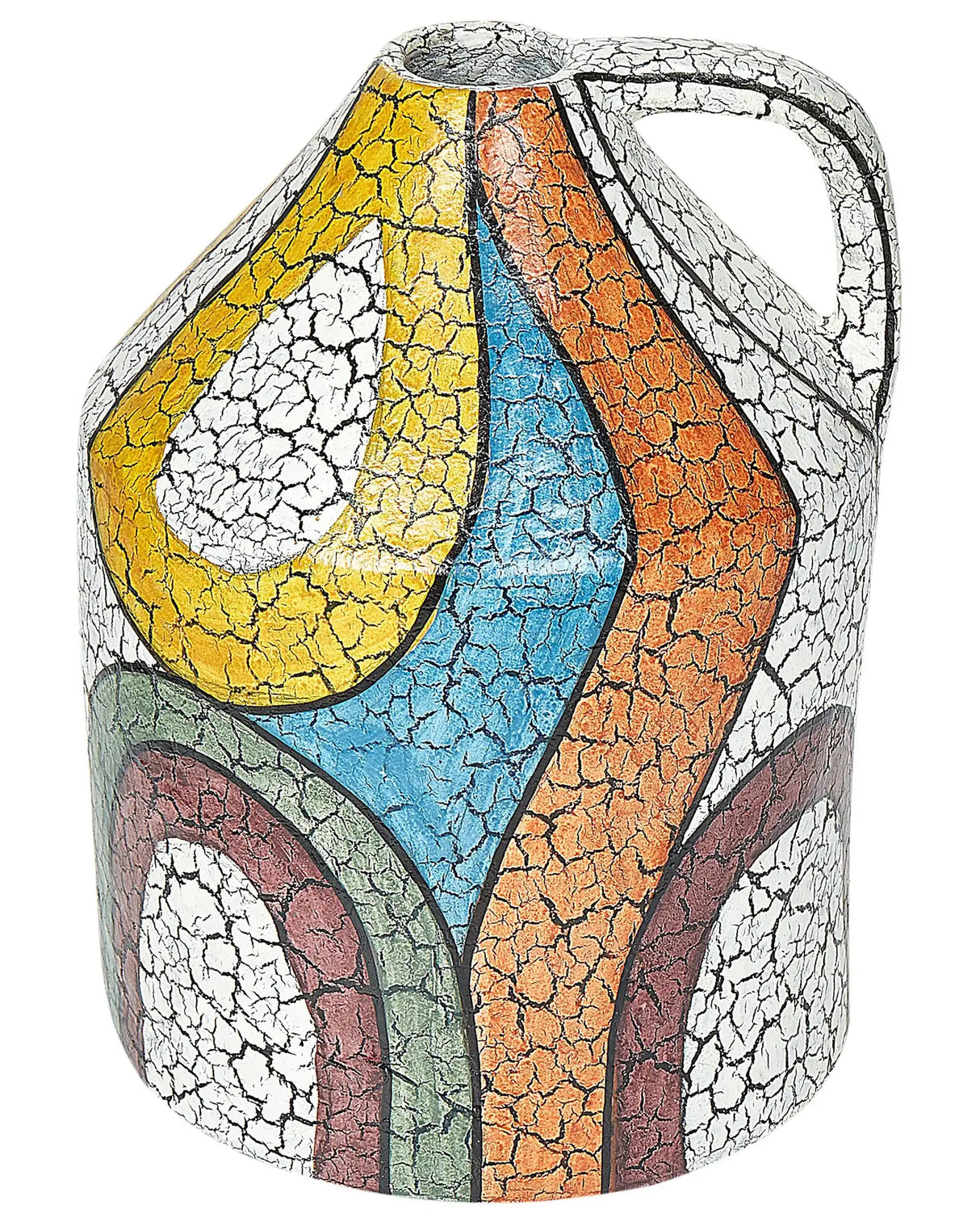 Decorative Vase Multicolour Terracotta Crackle Effect Painted Vintage Look Jug Shape Beliani