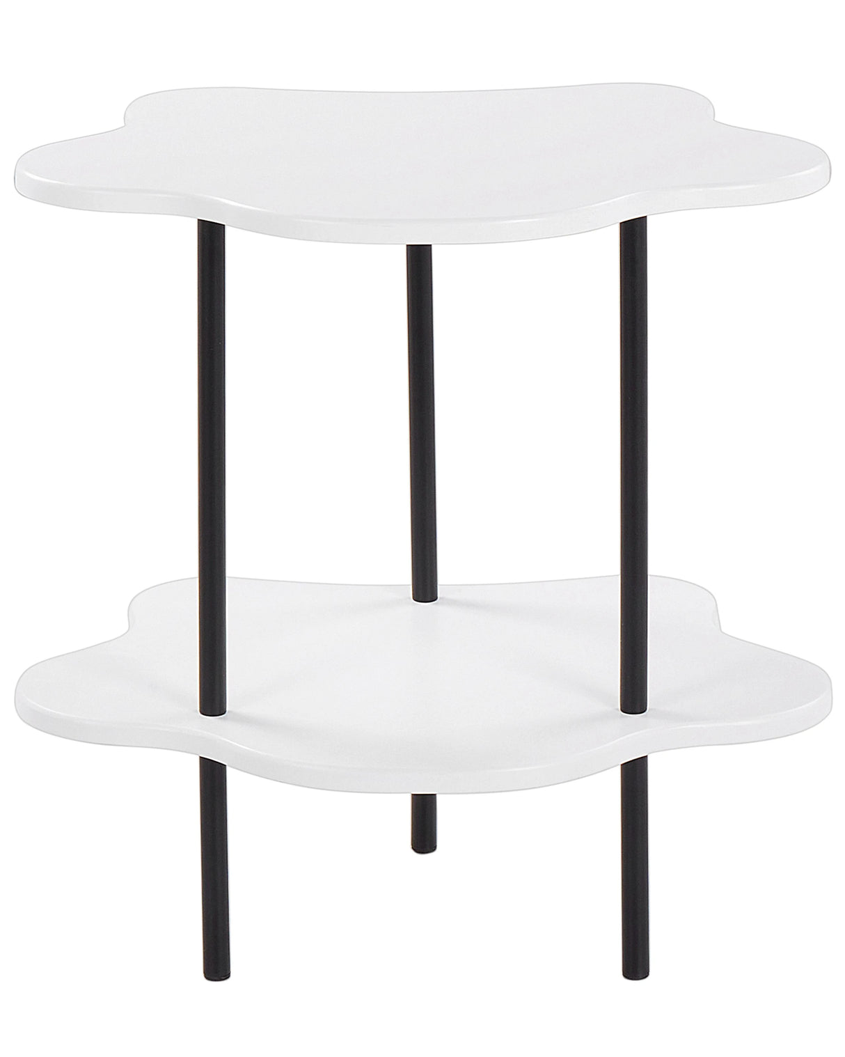 Side Tables Round Table Top White Metal Frame Black 48 x 33 cm Modern Beliani