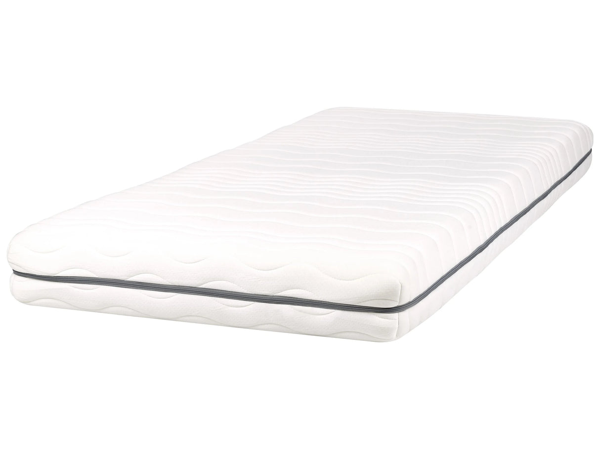 Memory Foam Mattress White with Grey Fabric EU Single Size Medium Firm H2 Beliani