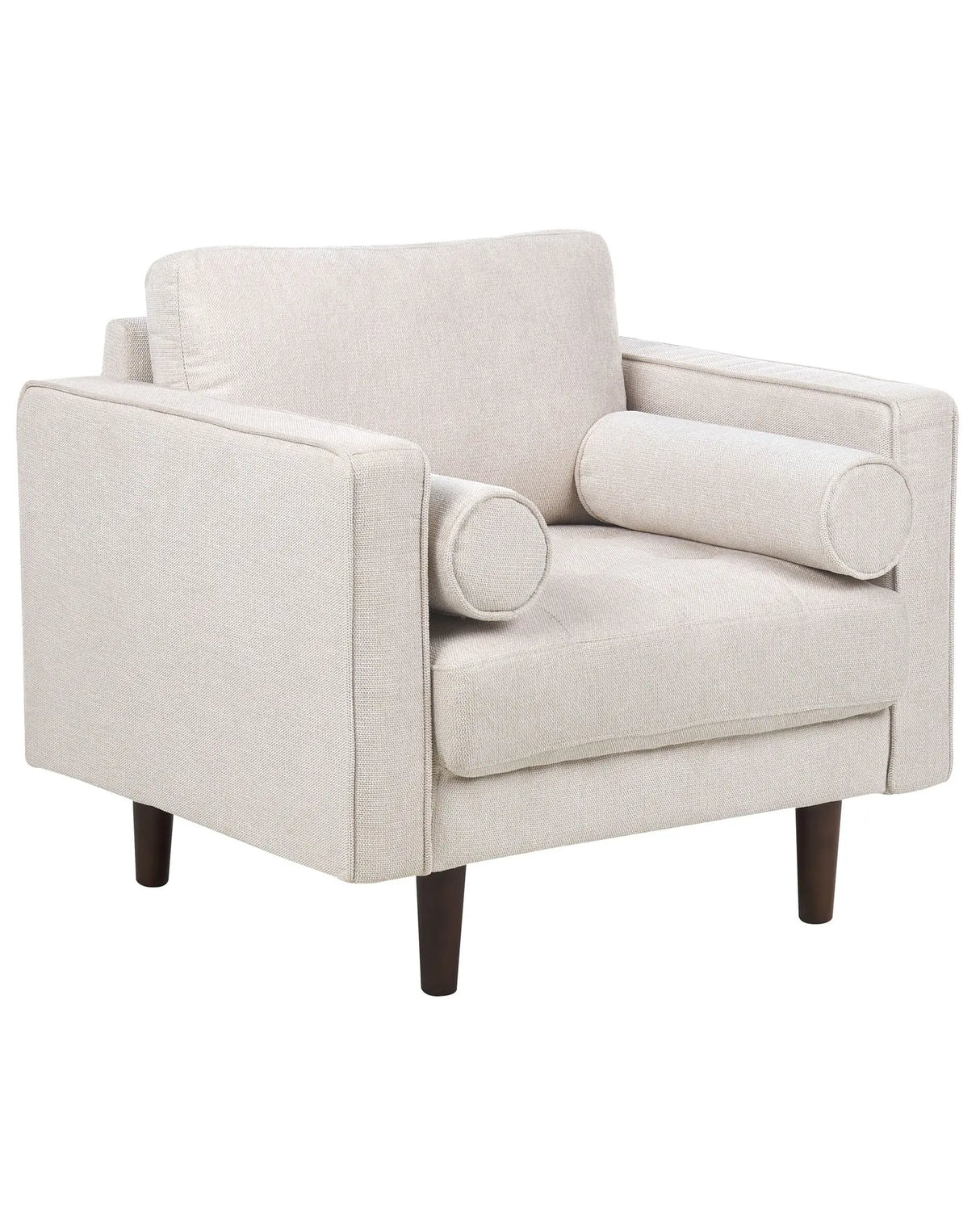 Armchair Beige Upholstered Cushioned Thickly Padded Backrest Classic Retro Design Living Room Beliani