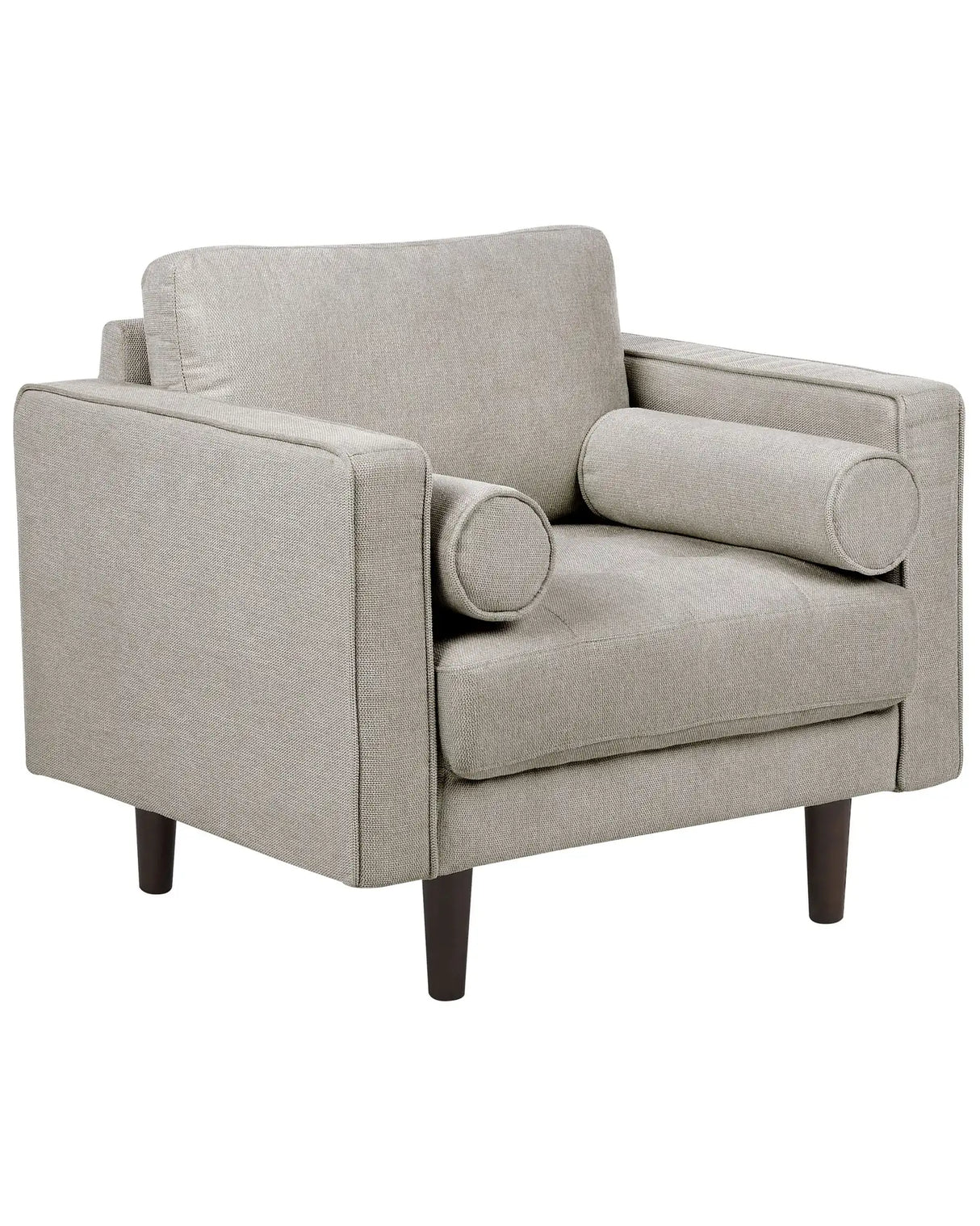 Armchair Taupe Upholstered Cushioned Thickly Padded Backrest Classic Retro Design Living Room Beliani