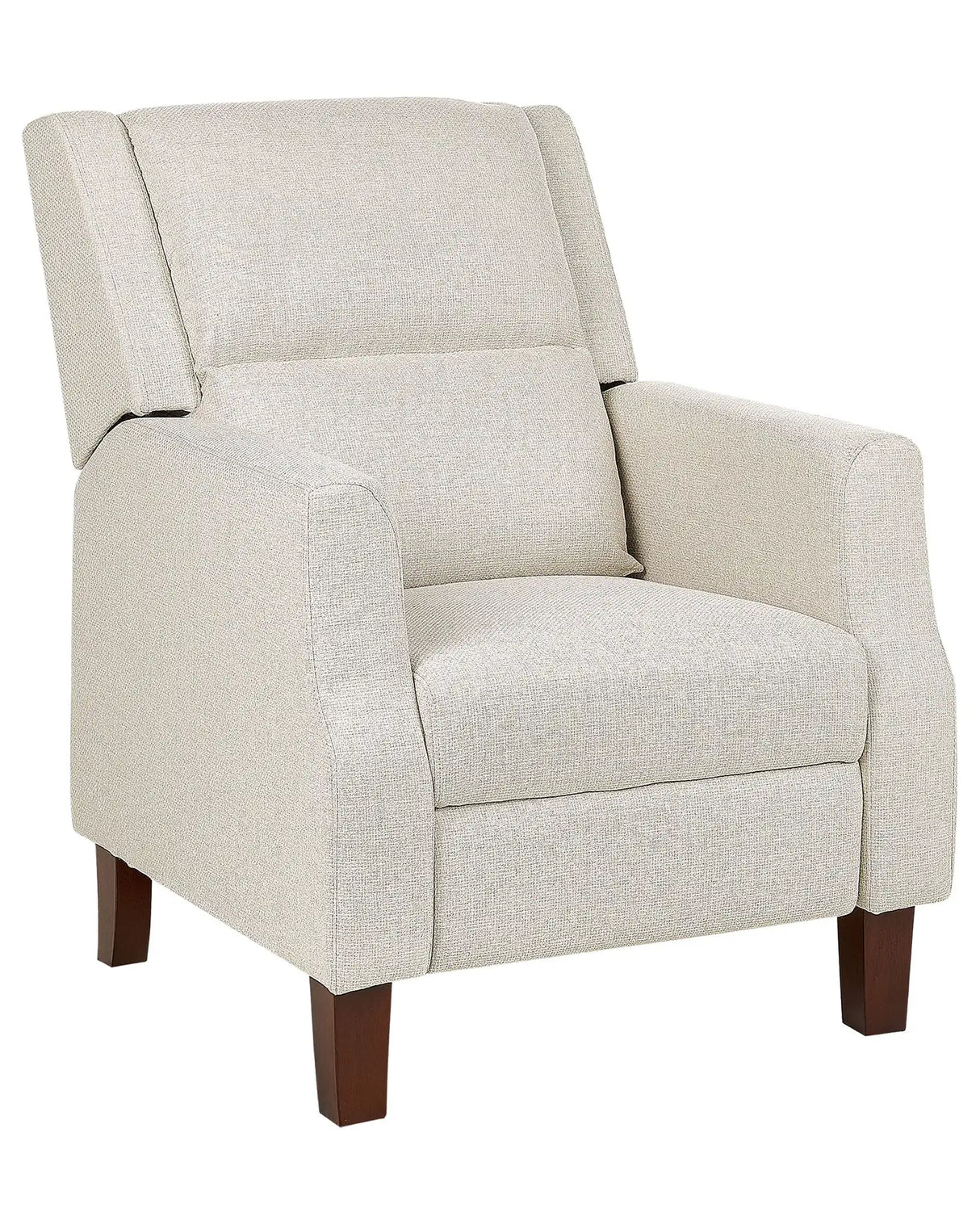 Recliner Chair Cream Beige Fabric Upholstery Push-Back Manually Adjustable Back and Footrest Retro Design Armchair Beliani
